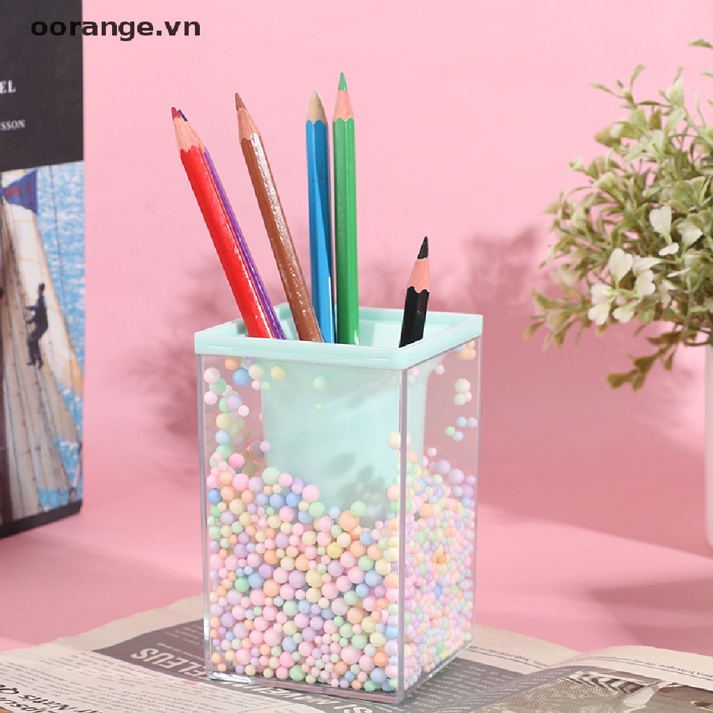 Hộp đựng bút trong suốt hình vuông sức chứa lớn sáng tạo
