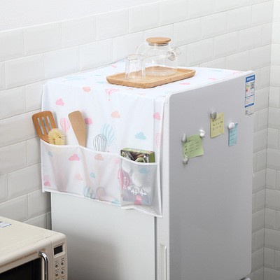 Miếng phủ nóc tủ lạnh chống nước chống bụi trang trí nhà, tấm phủ tủ lạnh có ngăn đựng đồ