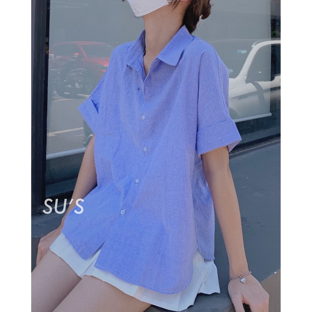 Áo sơ mi kẻ tay gập cúc lưng A1841 SUSTORE