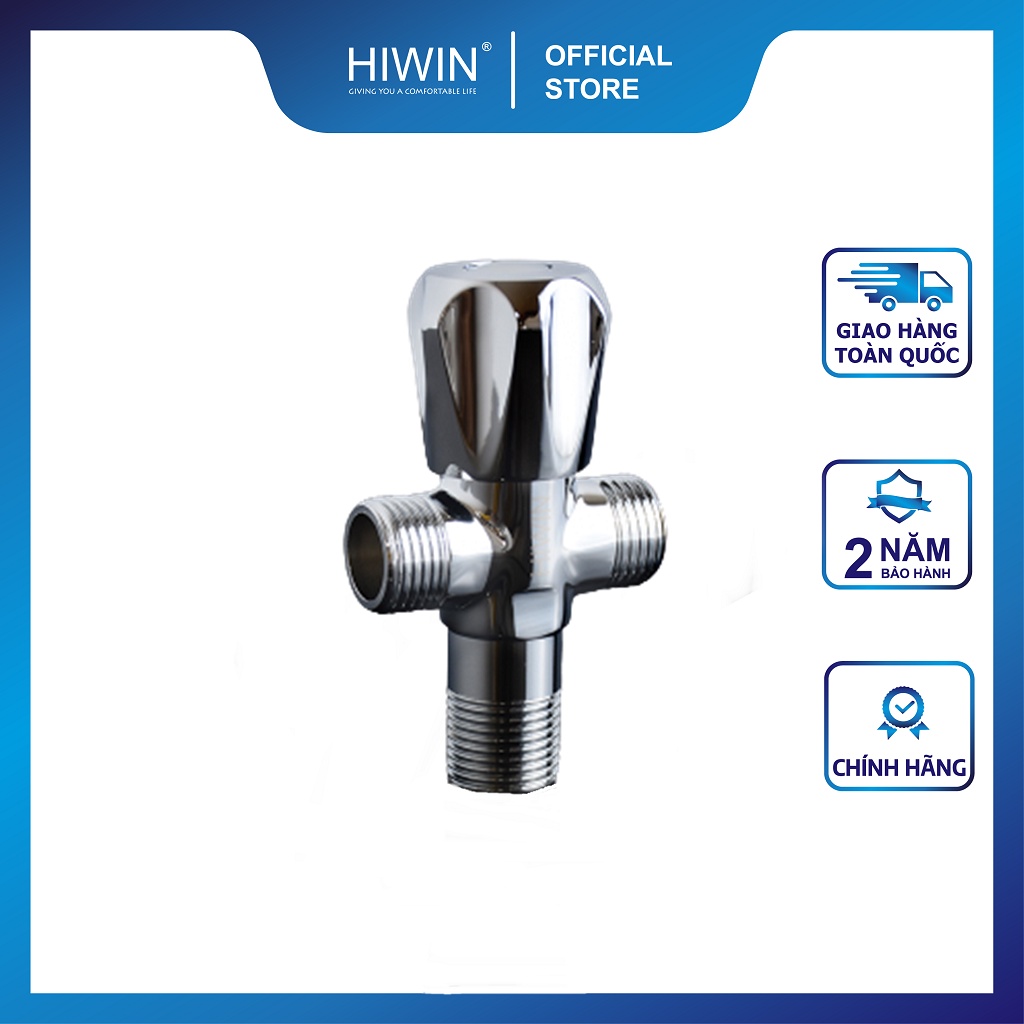 Van T chia nước vòi sen vòi xịt, van giảm áp lực nước chất liệu đồng mặt gương HIWIN JF-3032T