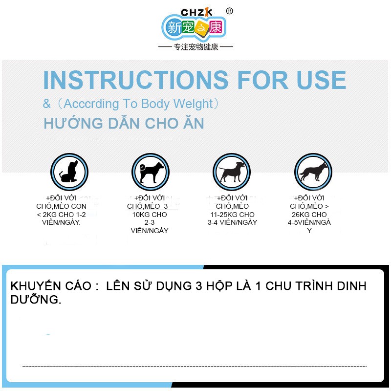 VIÊN NÉN BỔ SUNG NGUYÊN TỐ VI LƯỢNG CHZK 140gr SẢN PHẨM CHĂM SÓC SỨC KHOẺ CHO CHÓ MÈO -CSP67