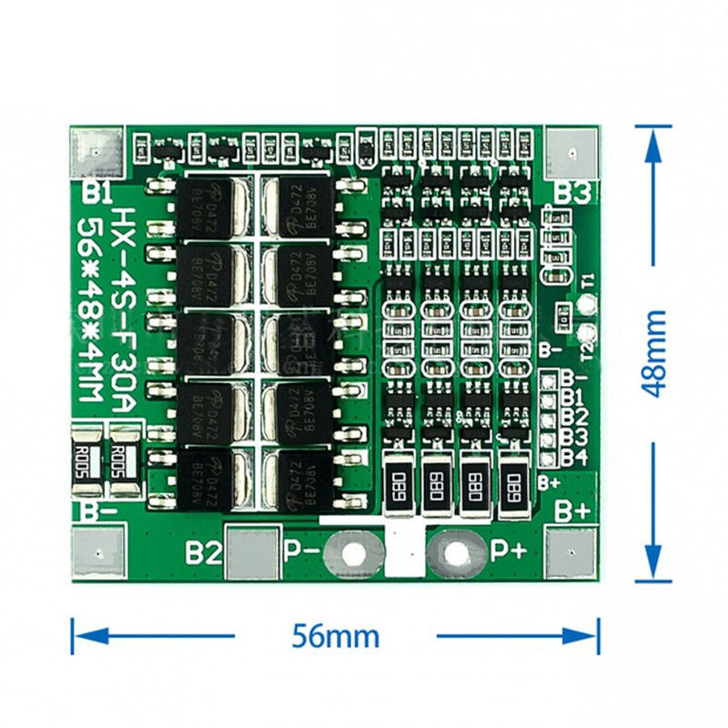 4S 30A 14.8V Pin Li-ion Lithium 18650 Gói BMS Bảng bảo vệ PCB Cân bằng mạch tích hợp