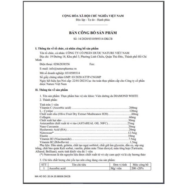 Diamond White viên trắng da phiên bản mới 2020 ngọc trinh | BigBuy360 - bigbuy360.vn