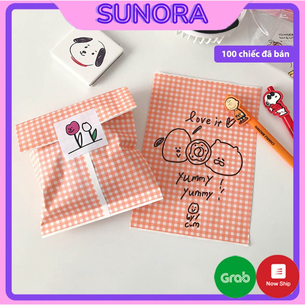 Túi Gói Quà Túi Giấy Kẻ Caro Xinh Xắn Đựng Bánh Kẹo