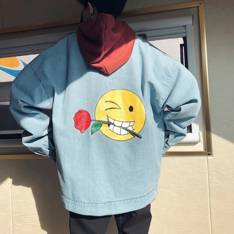 áo khoác jean cao cấp in hình mặt cười 4m666 SALE LỖ VỐN XẢ HÀNG