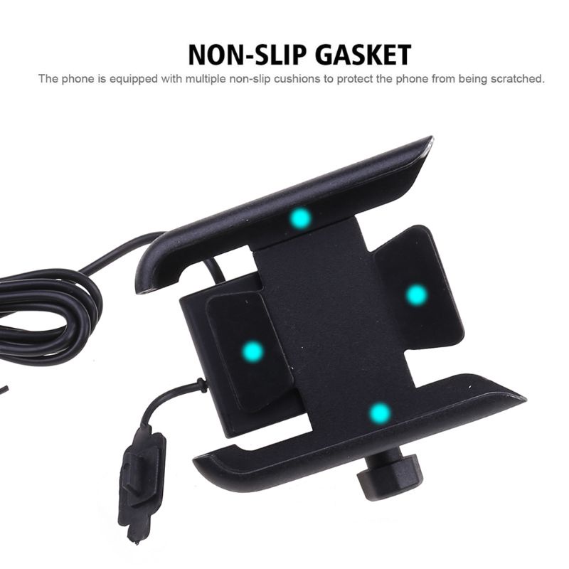 Giá Đỡ Điện Thoại Có Cổng Sạc USB Bằng Kim Loại Gắn Xe Máy