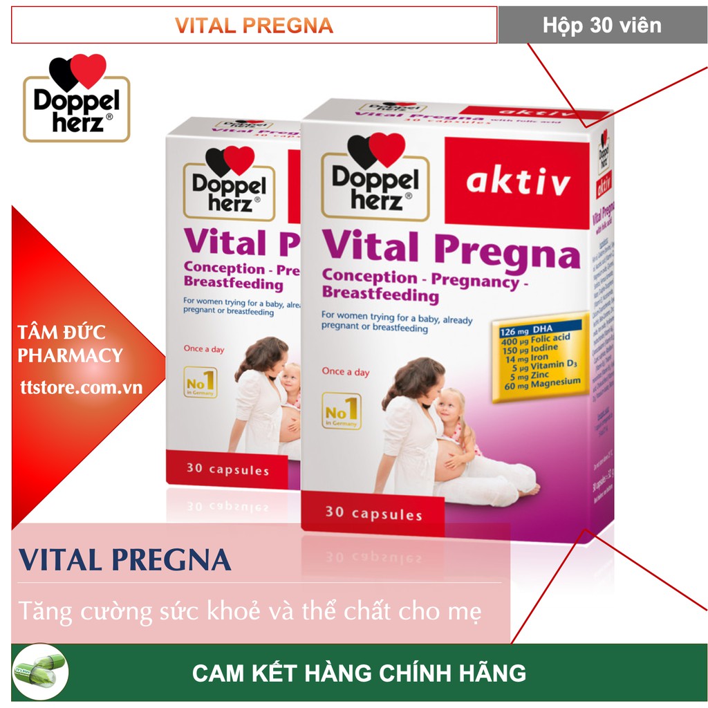 DOPPEL HERZ - VITAL PREGNA [Hộp 30 viên] - Vitamin và khoáng chất cho phụ nữ mang thai [aktiv / doppel herz]