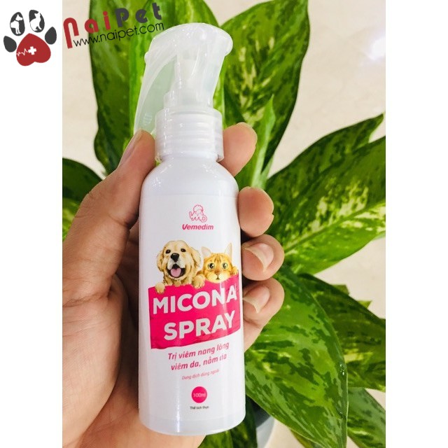 Xịt Viêm Da Nang Lông Nấm Micona Spray Vemedim 100ml Cho Vật Nuôi