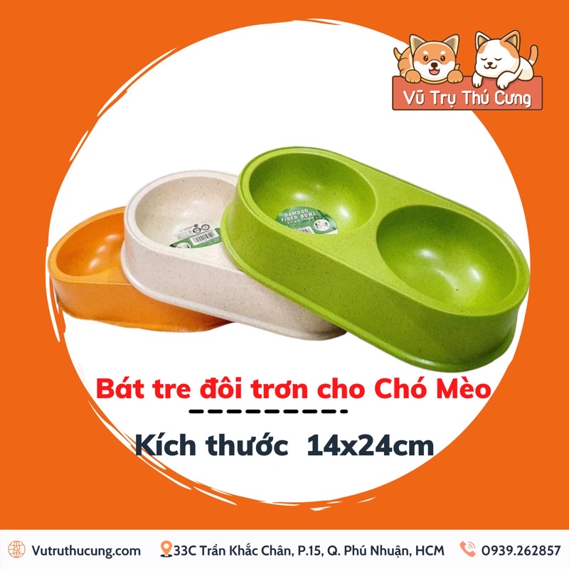 [Mã 44FMCGSALE1 giảm 10% đơn 250K] Bát Tre Đôi Trơn Cho Chó Mèo| Bát ăn giá rẻ cho thú cưng| khay đựng hạt cho mèo