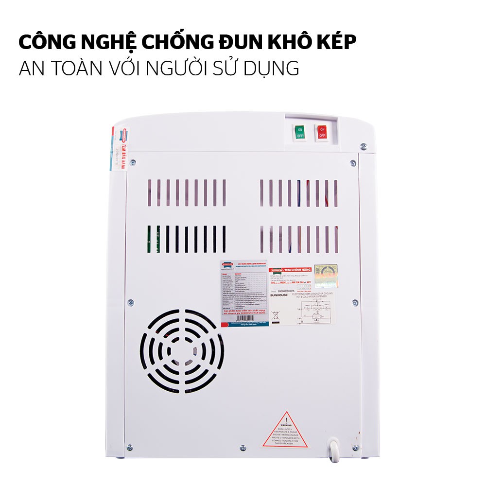 Cây nước nóng lạnh Sunhouse SHD9601 | 2 vòi nóng - lạnh tiện lợi | Bảo hành chính hãng 12 tháng | Làm nóng từ 85 - 95