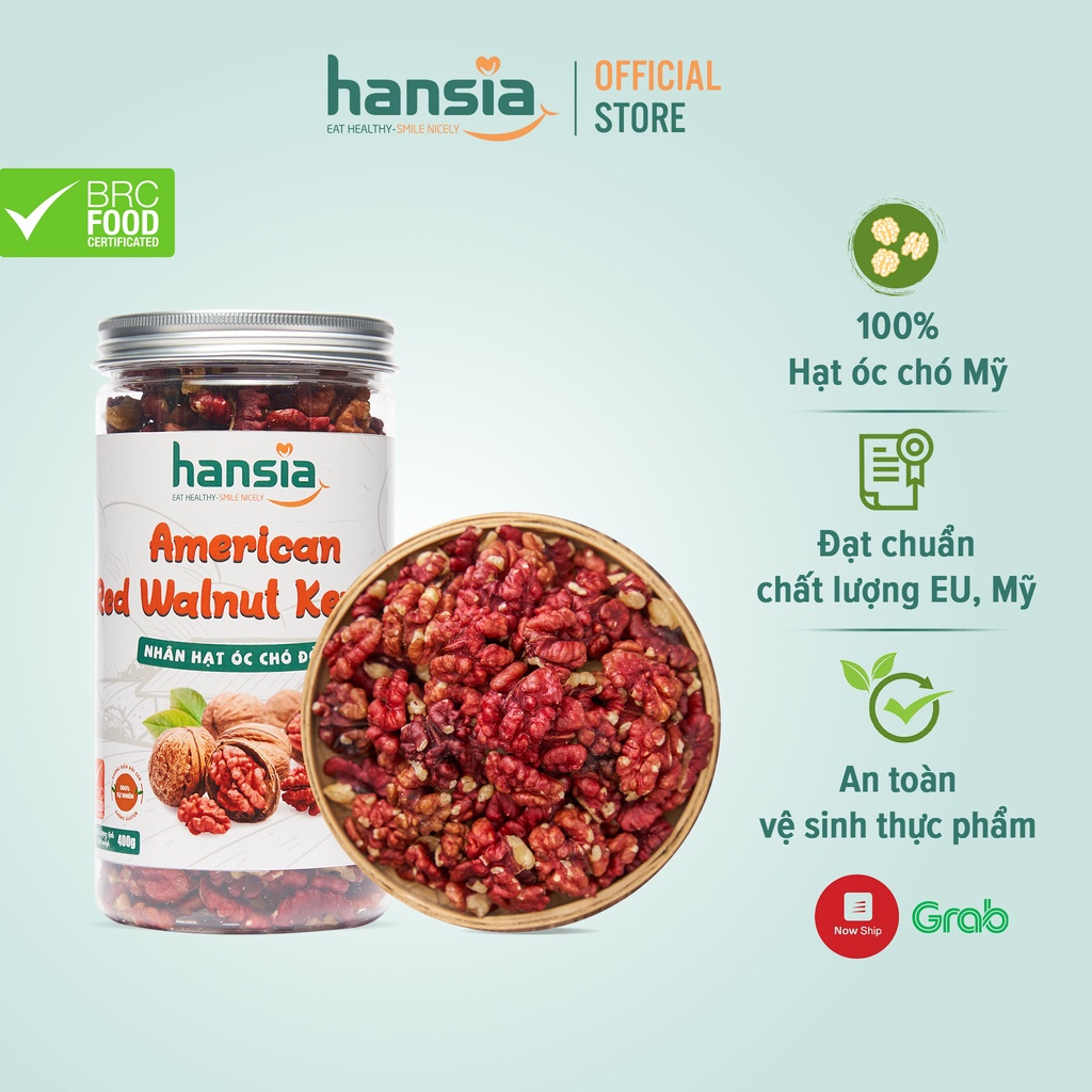 Nhân Óc Chó Đỏ Mỹ Organic HANSIA Thơm Ngon Béo Ngậy Tốt Cho Sự Phát Triển Não Bộ, Tăng Khả Năng Miễn Dịch Hộp 200g - 400