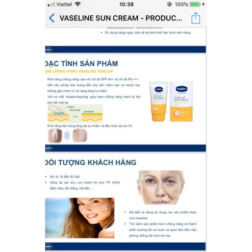 [Chính hãng]Kem chống nắng hàng ngày Vaseline Daily Sun Cream SPF50++ (50ml )