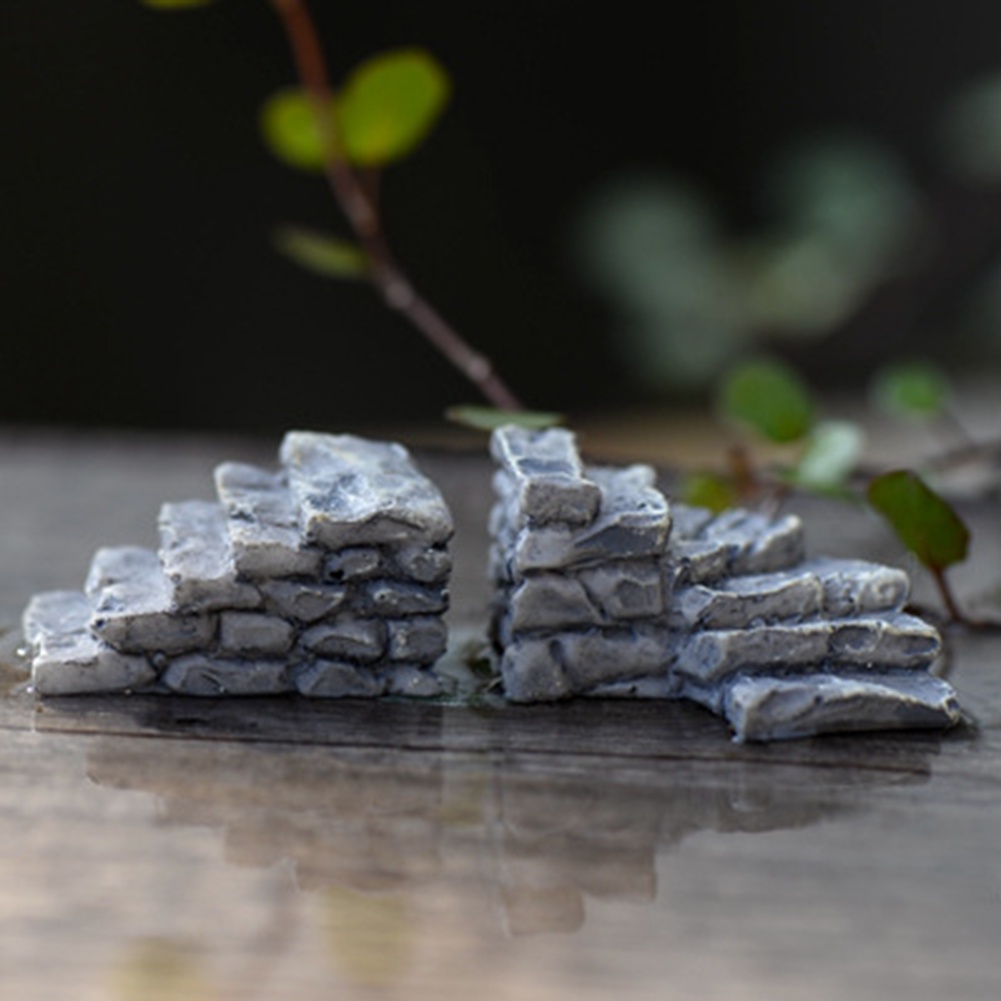 【SPP】2Pcs Mini Resin Garden Miniature Stone Steps Road Staircase Landscape Ornament