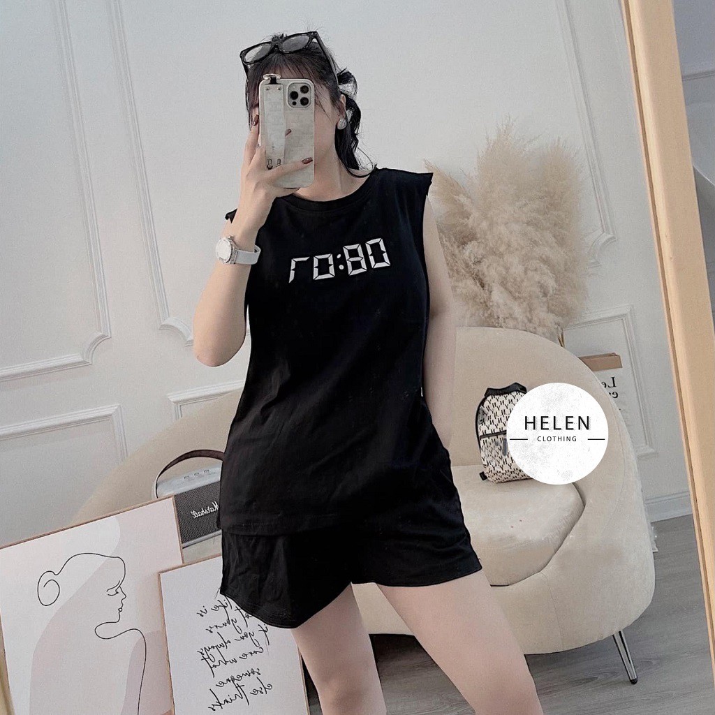Đồ bộ nữ đồ mặc nhà sát nách , đồ ngủ bigsize chất cotton Helen Clothing số 10