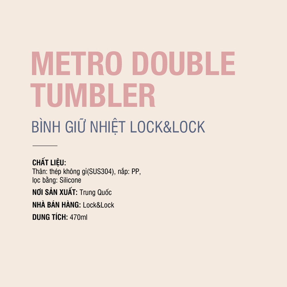 [Mã LIFEHL25 giảm 10% đơn 350K] Bình giữ nhiệt Lock&amp;Lock Metro Double 470ml LHC4202