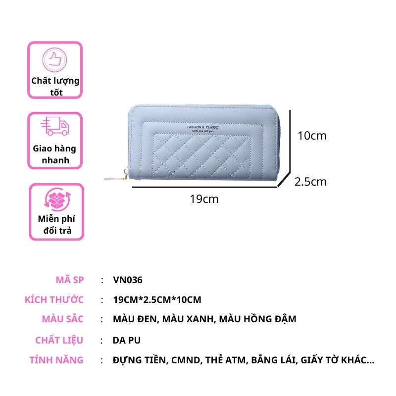 Ví nữ dáng dài đẹp giá rẻ cầm tay đựng tiền điện thoại nhiều ngăn thời trang cao cấp da PU VD036