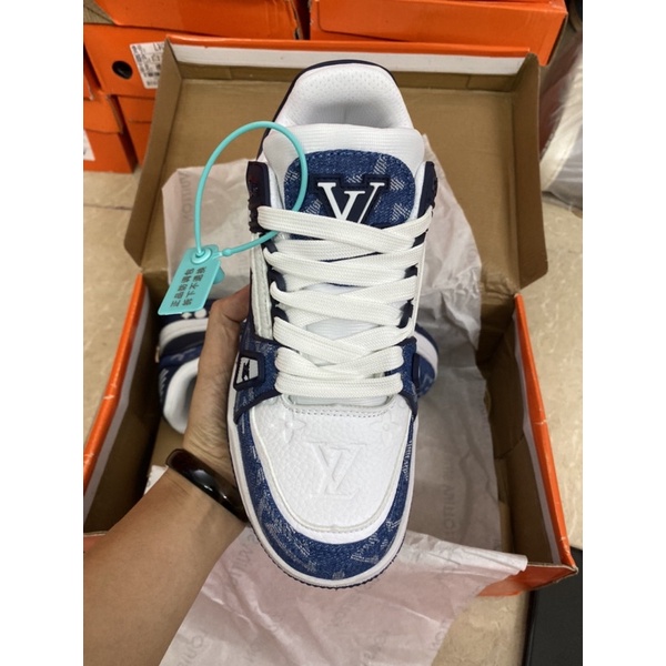 Giày LV Trắng Xanh, Trắng Hồng  m bản cao cấp,Giày thể thao nam nữ giày louis vuitton l❤️