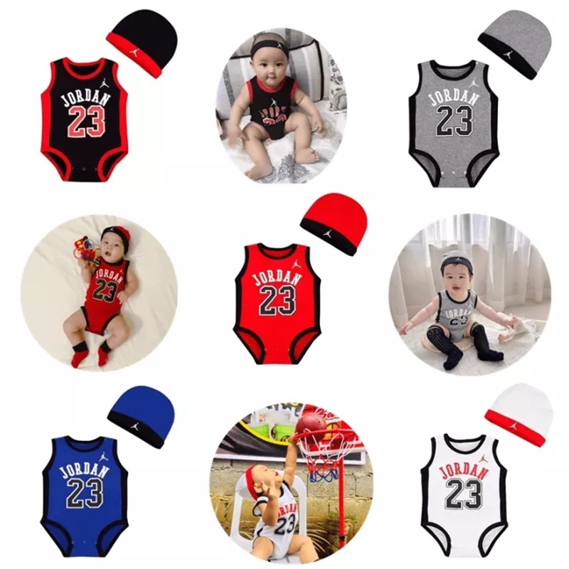 Bộ Áo Liền Quần + Mũ Bóng Rổ NBA Jd 23 Cho Bé Trai