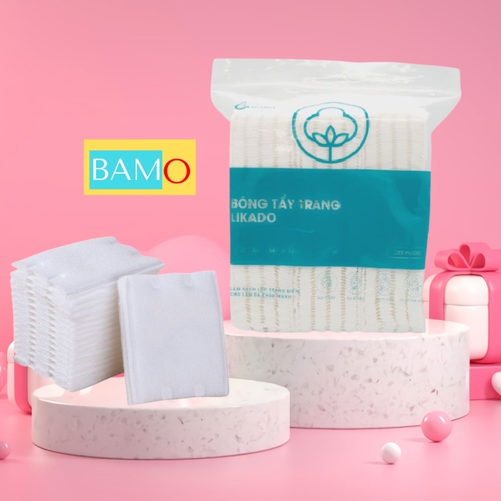 Bông tẩy trang Likado 3 lớp 2 mặt chất liệu Cotton túi 222 miếng( 1 túi)