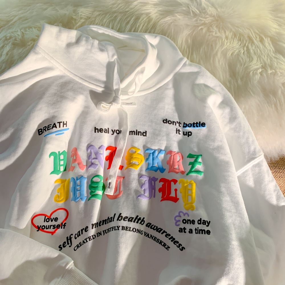 NRVP Áo Hoodie Tay Dài Oversize In Họa Tiết Phong Cách Hàn Quốc Kiểu Mới Cho Nam / Nữ