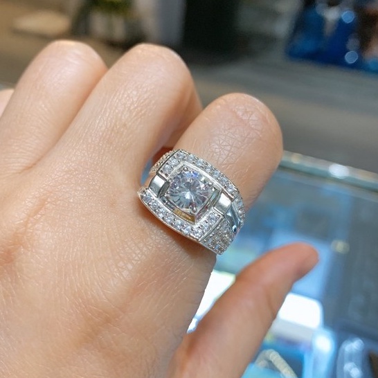 HÀNG CAO CẤP NHẪN NAM BẠC TA ĐÁ TRẮNG SANG TRỌNG THANH LỊCH