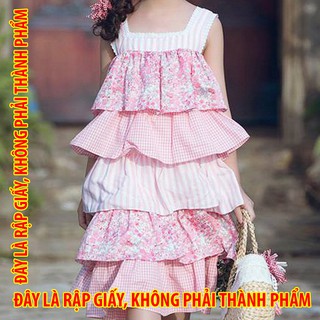 Rập giấy kr042 - đầm 5 tầng cổ vuông