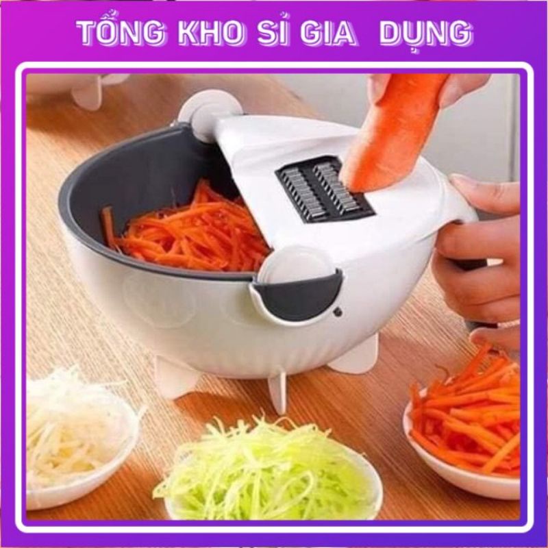 Bộ Nạo Rau Củ Đa Năng Kèm Rổ Đựng và Chậu 9 in 1, Bào Rau Củ Quả Tiện Lợi Kiểu Dáng Sang Trọng