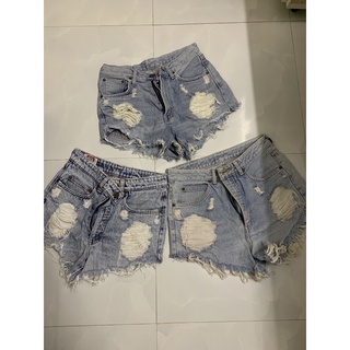 Set 3 quần short jean rách size S và M, L