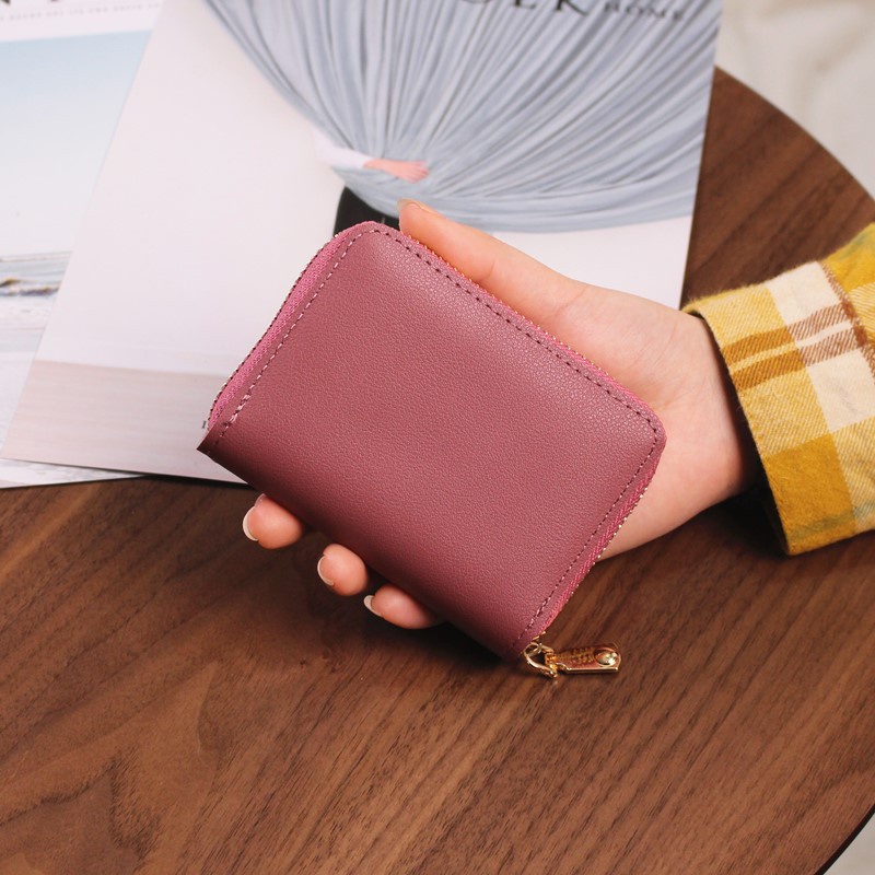 Ví đựng thẻ/ bằng lái xe IELGY màu trơn có khóa kéo cho nam và nữ