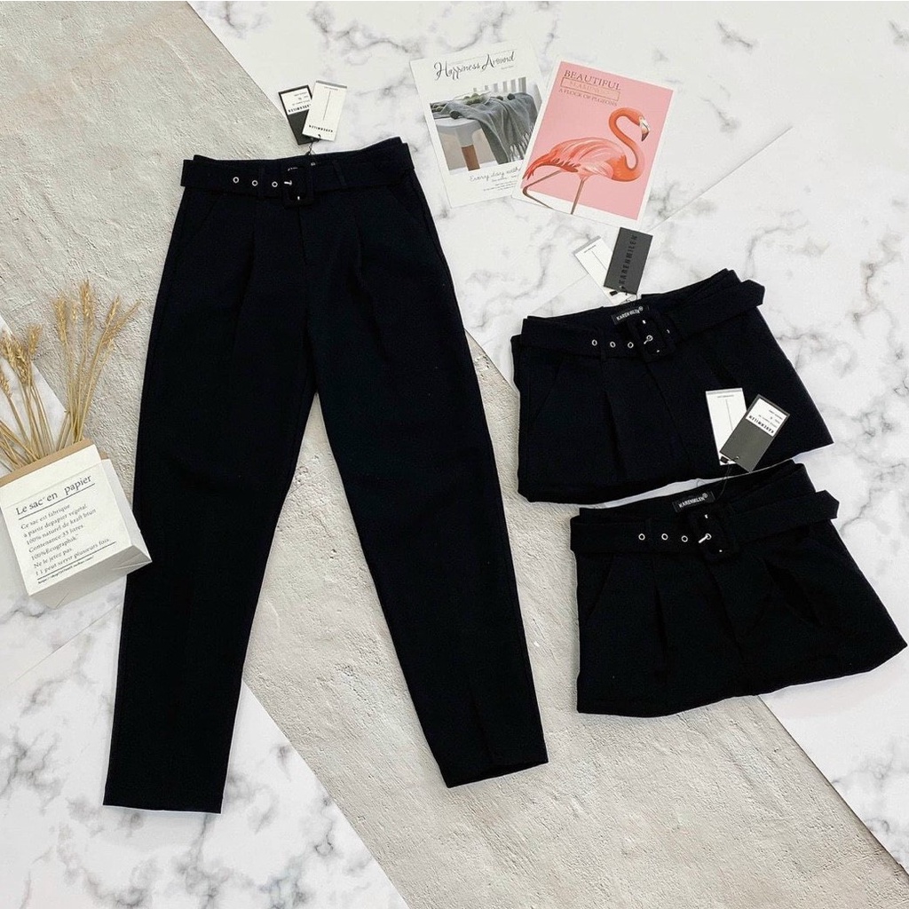 Quần baggy nữ, quần vải Masie kèm belt thiết kế mới sành điệu Qa012