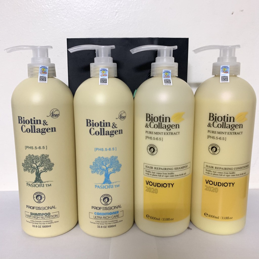 Sale 50% lấy tương tác : Cặp Gội xả BIOTIN COLLAGEN trắng 1000ML suon mượt chống rụng tóc ,chẻ ngọn kích thích mọc tóc