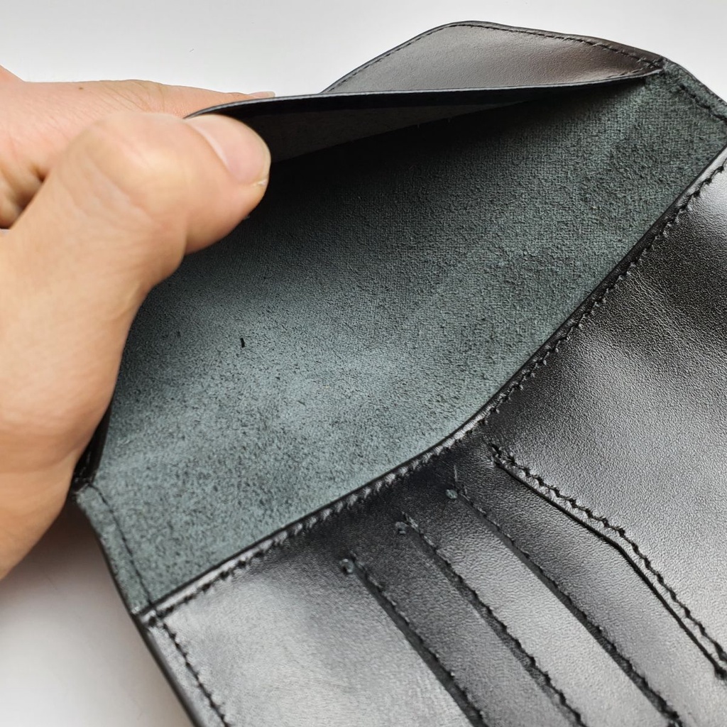 Ví dài mini cầm tay nam/nữ siêu mỏng da bò thật WL118LEA  - 100% da bò thật, BH 3 năm