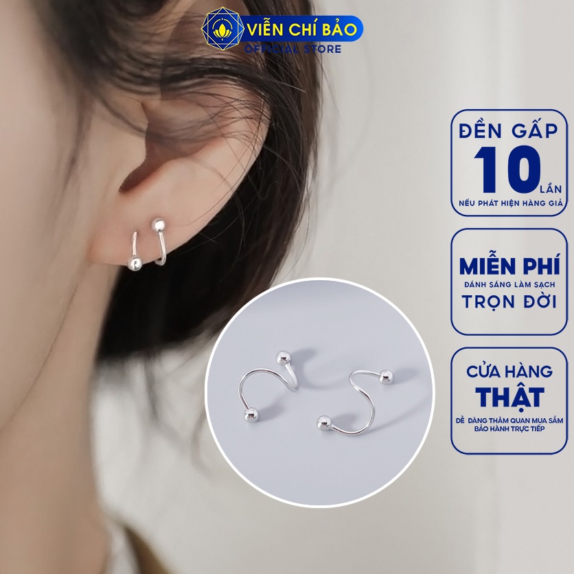 Bông tai bạc nữ bi xoắn cá tính chất liệu bạc 925 thời trang phụ kiện trang sức nữ Viễn Chí Bảo B400704x