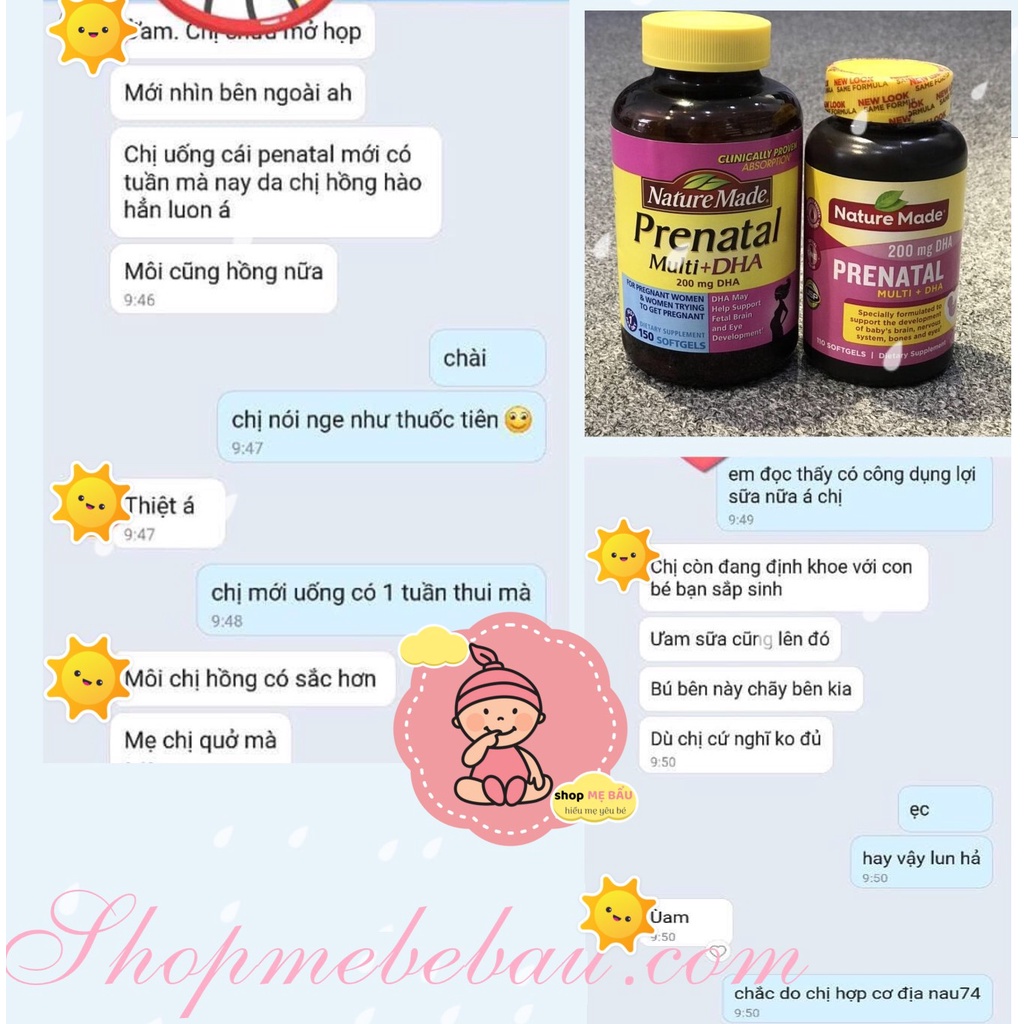 Vitamin bà bầu Prenatal + DHA 200mg Nature Made Mỹ