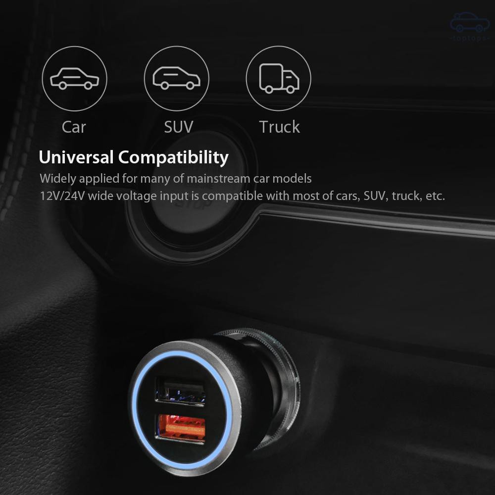 TOP Xiaomi 70Mai Car Charger Quick Charge 3.0 Dual USB Output Multiple Protection Fast Car Charger Phone Charger With LE