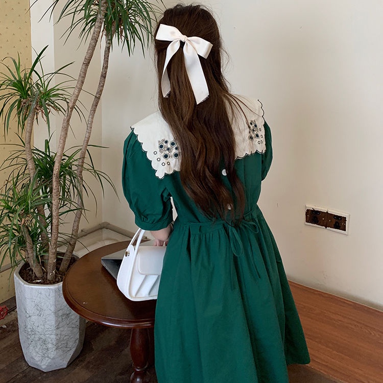 Đầm Chữ A Cột Dây Tay Phồng Thời Trang Retro 2022 Cho Nữ