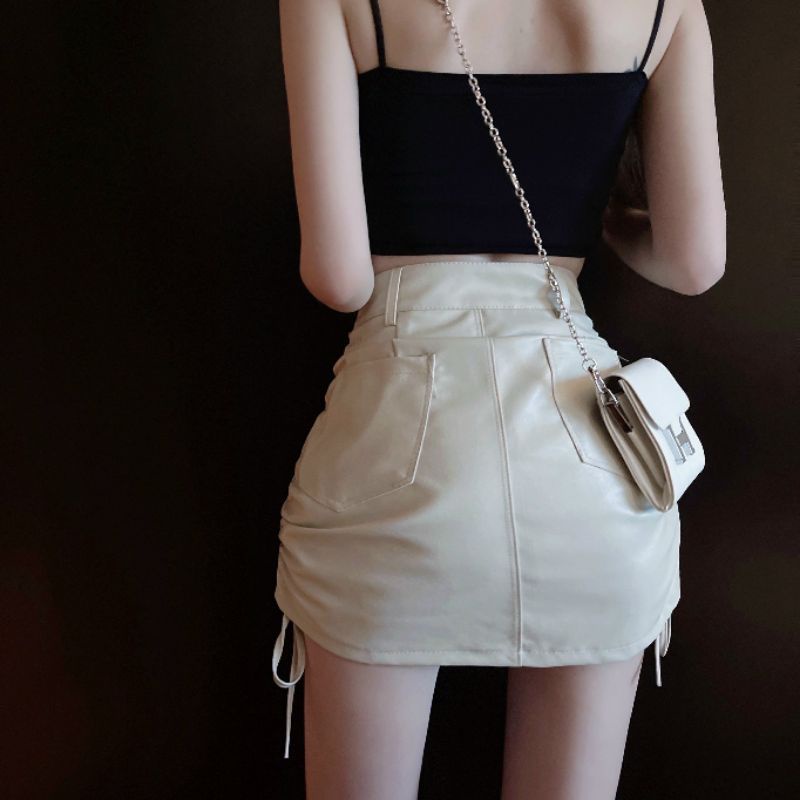 Chân Váy Da Nữ Cạp Cao Dáng Chữ A Ngắn Rút Dây Hông Đủ Size - Hl | BigBuy360 - bigbuy360.vn
