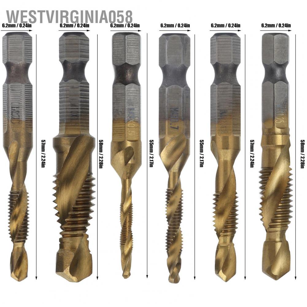 Westvirginia058 Tap khoan Bits Hex Shank Titan tráng Metric Trục vít kết hợp Bit khai thác cho gỗ