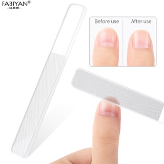 Bộ 1/5 dũa móng tay  bằng thuỷ tinh hai mặt có hộp đựng có thể tái sử dụng FABIYAN