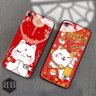 Ốp lưng kính cường lực iphone XR hình mèo thần tài