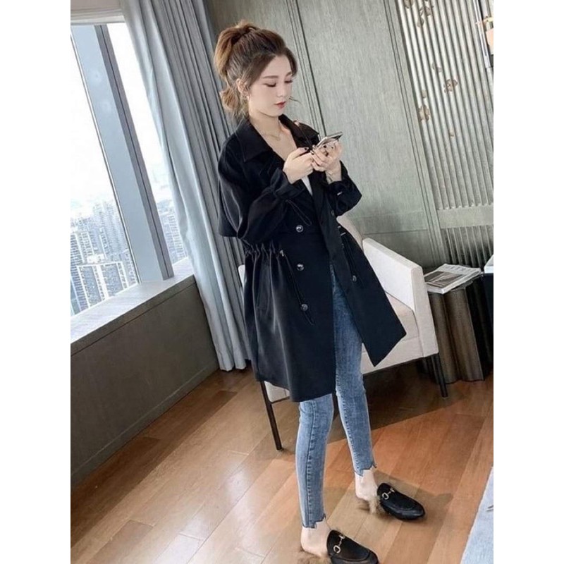 [ CÓ HÌNH THẬT] ÁO KHOÁC KAKI NỮ dáng dài thu đông cổ kép dễ thương | BigBuy360 - bigbuy360.vn