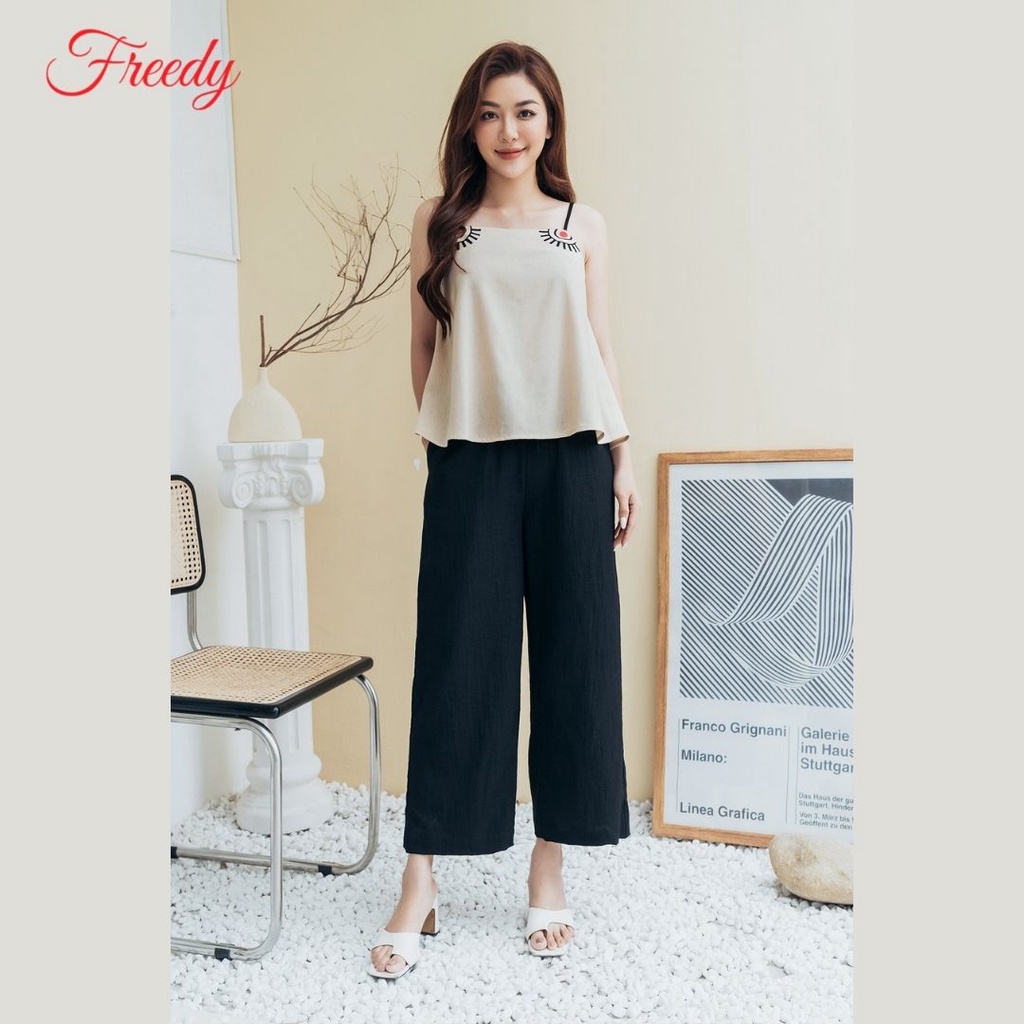 Đồ ngủ Freedy hai dây thêu thổ cẩm Linen WBH2222