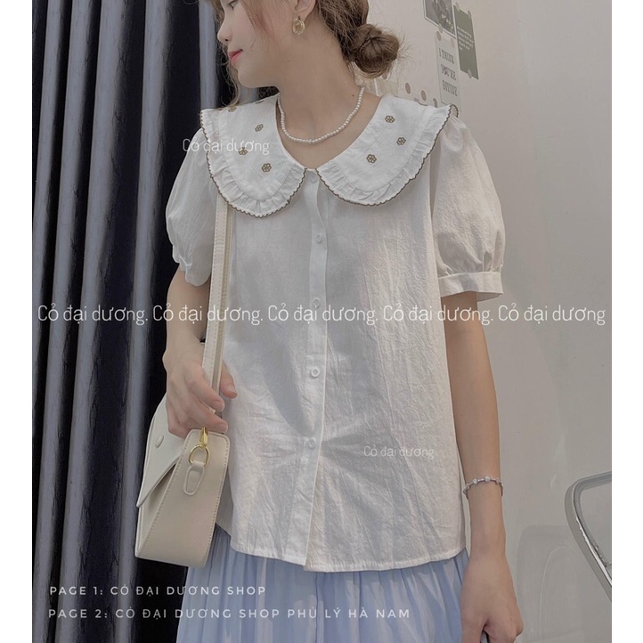 áo điệu cổ bẻ thêu hoa 815