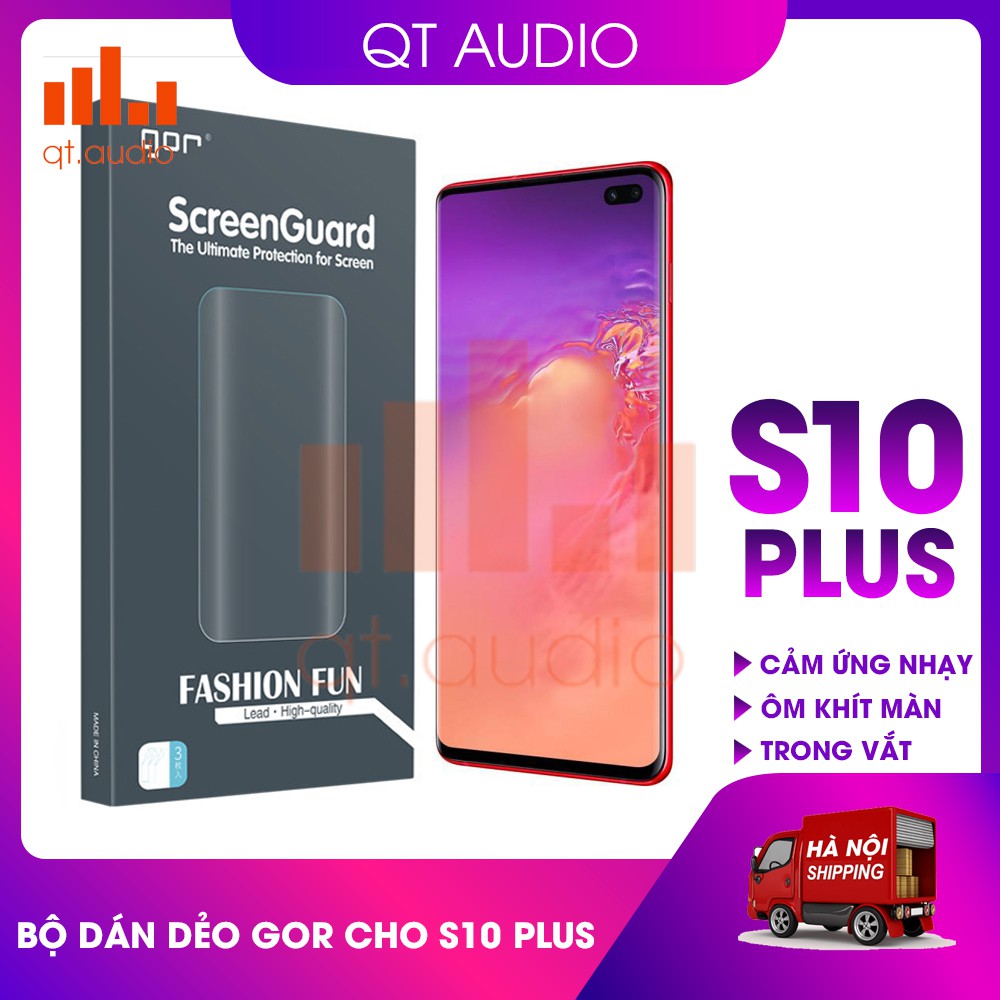Bộ 4  miếng dán gor dành cho galaxy S10 plus ( 3 miếng dán màn hình và 1 dán lưng carbon)
