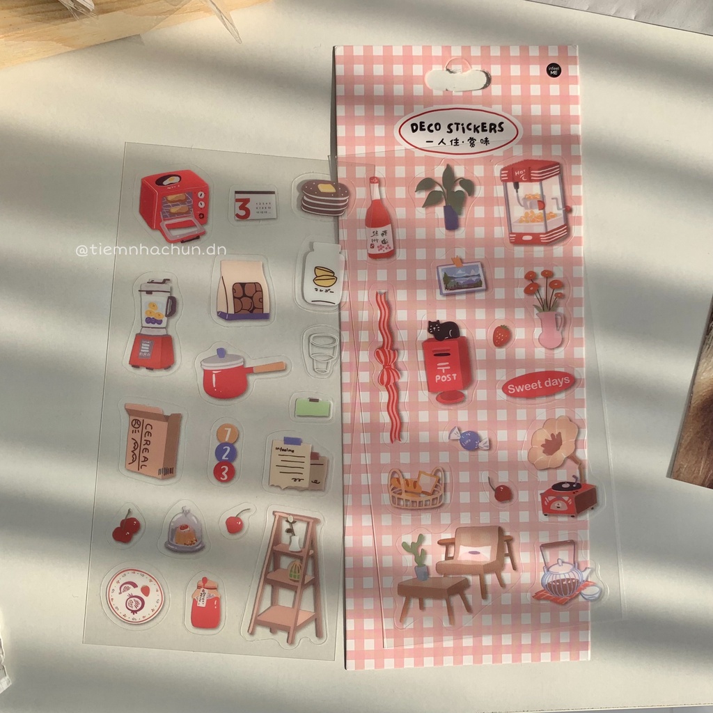 SET 2 TẤM STICKER PVC DAILY THING HÀN QUỐC trang trí journal (ảnh thật) - Tiệm nhà Chun