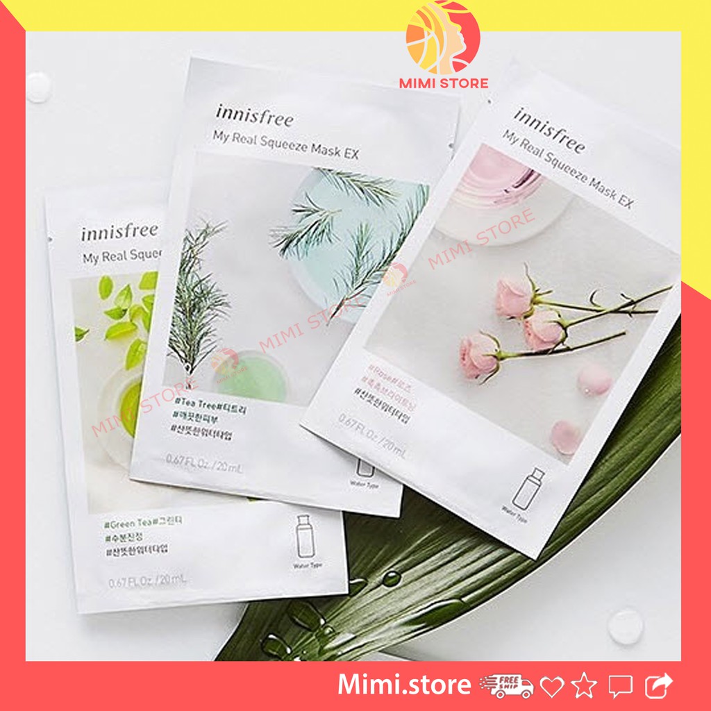 Mặt nạ giấy Innis.free My Real Squeeze Mask EX dưỡng da, làm sáng da, căng mềm - Mimi.store