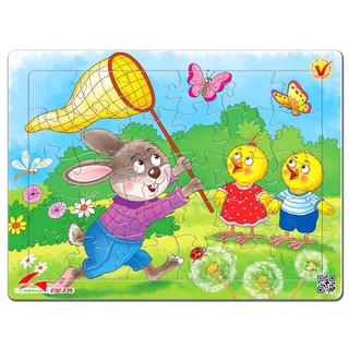 Tranh xếp hình phát triển trí tuệ cho bé tia sáng jigsaw puzzle 30 mảnh - thỏ và gà con - msp: 030-139