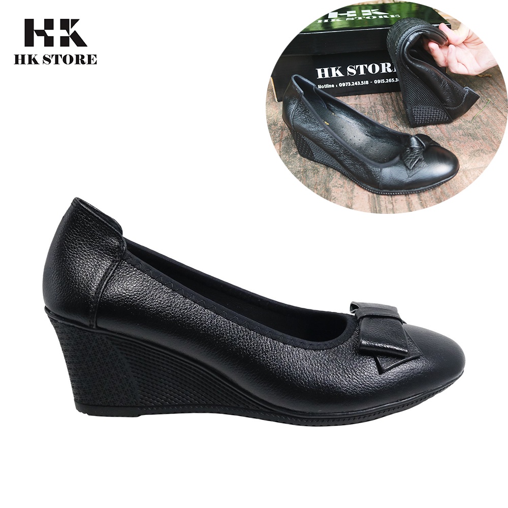 Giày xuồng nữ trung niên da bò cao cấp đế cao su tự nhiên 100% cực mềm cực êm chân tôn dáng và lịch sự