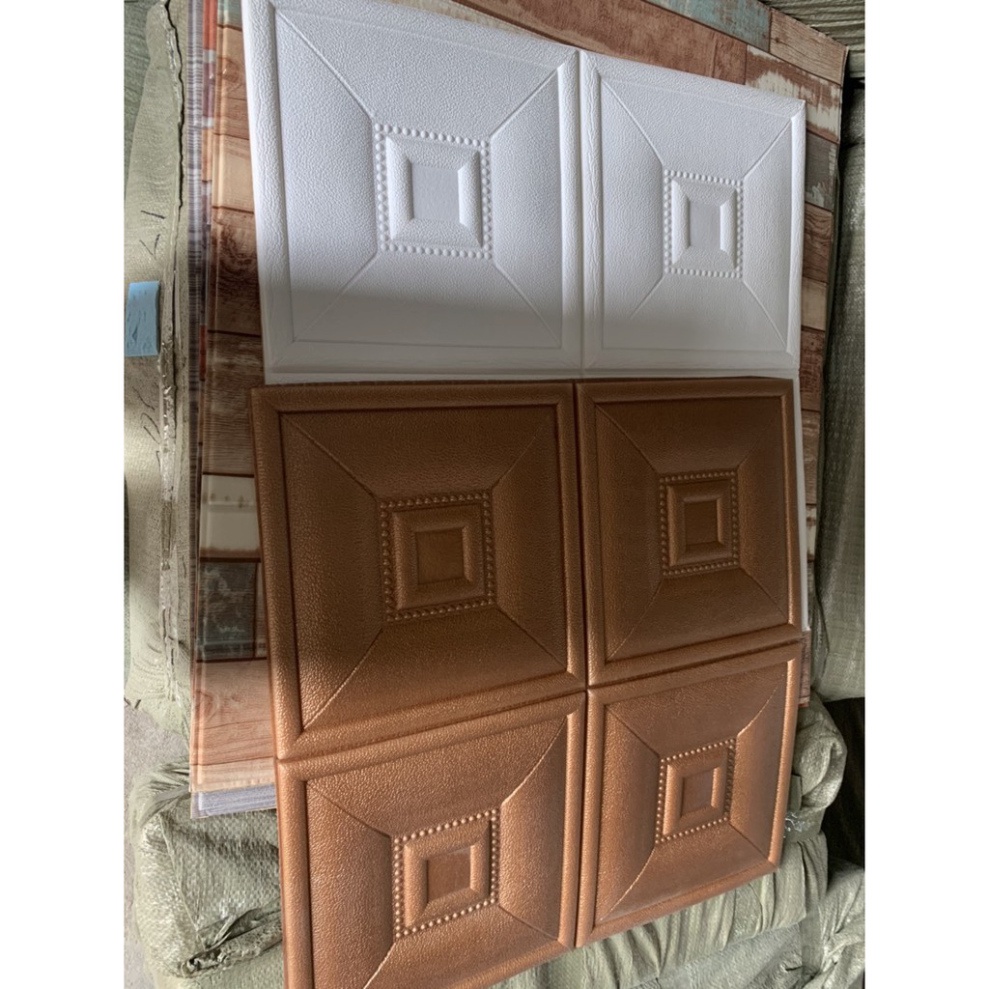 XỐP DÁN TƯỜNG GIẢ DA Ô Vuông P3 3D CỰC ĐẸP 60x60cm dày 5mm MF375