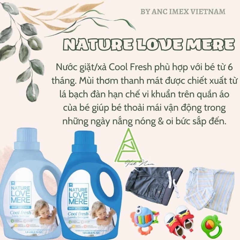 Nước giặt/xả quần áo Hàn Quốc Nature Love Mere Cool fresh được chiết xuất từ lá bạch đàn